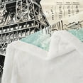 thumbnail image 5 of Eiffel Tower Fleece Throw Blanket - Chic Retro Paris Theme, Vintage Cityscape Design, Soft Anti-Pilling Flannel, Teal & White, 60"x80", Perfect for Bedroom or Living Room Decor, 5 of 6