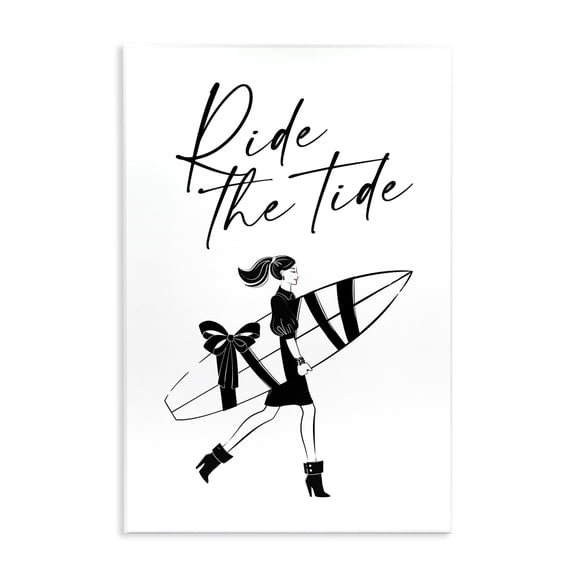 Stupell Industries Ride The Tide Surfer Novelty Painting Unframed Art Print Wall Art, 10 x 15