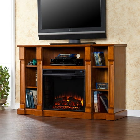 Southern Enterprises Catalina Media Fireplace Stand for TVs up to 50", Glazed Pine
