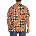 thumbnail image 3 of Gukieu Autumn Pumpkins Gingham Print Men's Short-sleeved Shirts, Button-down Pocket Shirts, T-shirts, Beach Vacation Travel Summer Clothing-XX-Large, 3 of 5
