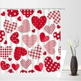 thumbnail image 2 of Valentine''s Day Shower Curtain Pink and Red Sweet Heart Buffalo Plaid Polka Dot Romantic Love Lover Couple Gifts Creative Modern Fashion Fabric Bathroom Decor Curtain Sets with Hooks, 2 of 3
