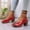 Red, variant on Women's Patent Leather Metal Buckle Peep Toe Wedge Sandals Wide Width Thick Heel Platform Summer Casual Shoes Non Slip Comfort Outdoor Beach Dress Sandals