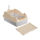 thumbnail image 3 of Caja de arena abierta Bandeja de arena para mascotas con parte superior abierta Entrada baja Gran capacidad Portátil para gatos Caqui con estera, 3 of 9
