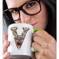 thumbnail image 2 of 3drose, Glam Image of Diamonds Red Heart Monogram Initial V, 11oz Two-tone Green Mug, 2 of 6