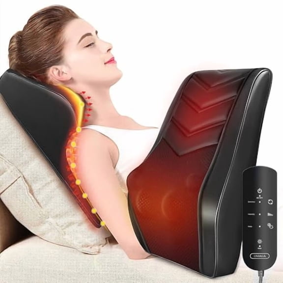 OMASSA SHIATSU NECK MASSAGER WITH HEAT, 3D KNEADING BACK MASSAGE PILLOW - BLACK