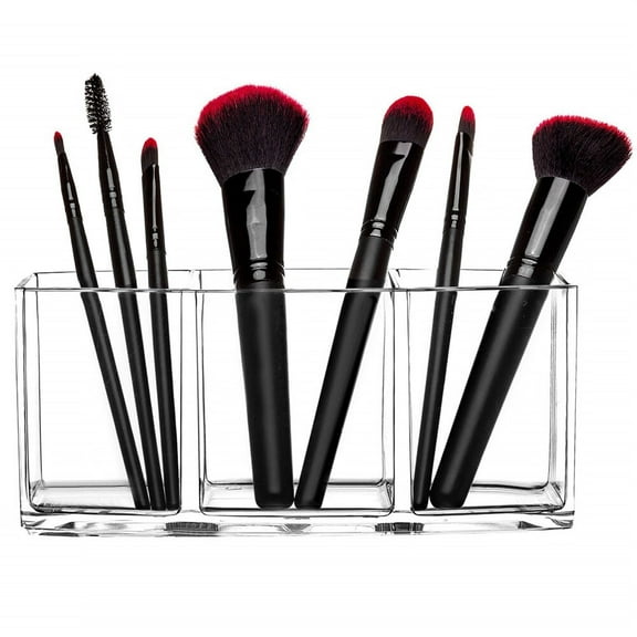 Clear Makeup Brush Holder Organizer, Acrylic Cosmetics Brushes Storage Holders, Cute Pen and Pencil Holder for Desk