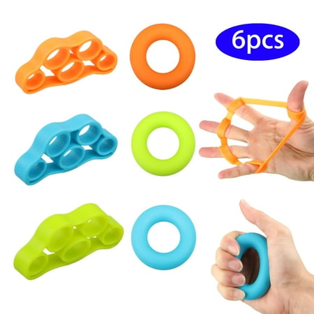 500 Hand Gripper 6pcs Finger Stretcher Hand Resistance Bands Hand Extensor Exerciser Finger Grip Strengthener Strength Trainer Gripper Set ()
