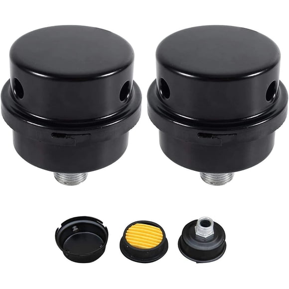 2 Pcs Air Compressor Silencer Filter, 3/8" 16mm Male Thread Metal Shell Air Compressor Silencer Filter, Metal Silencer