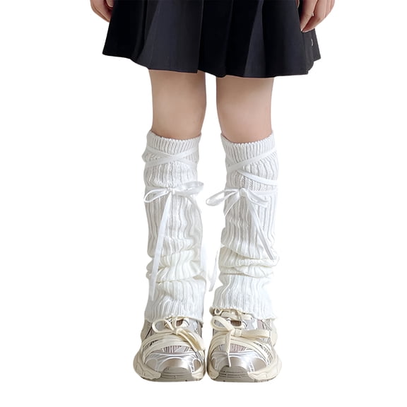 TELOLY 2026 New Kids Knitted Leg Warmers Loose Fit Knee High Socks for Girls and Boys Soft Stretchy Dance Wear Girls Leg Warmers White One Size