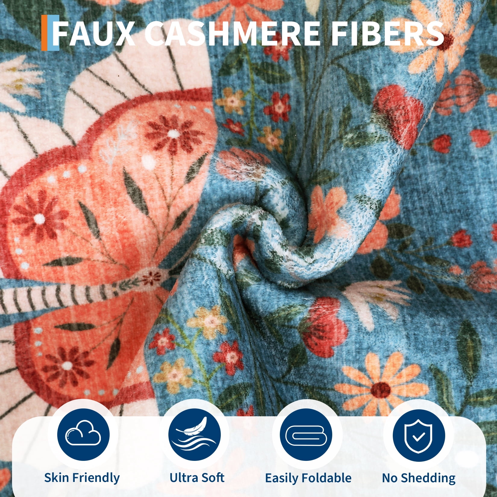 HOMERRY Blue Floral Hallway Runner Rug 2x6 Washable Non Slip Throw Carpet