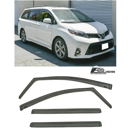 For 2011-Present Toyota Sienna | EOS Visors in-Channel Style Smoke Tinted Side Window Vents Rain Guard