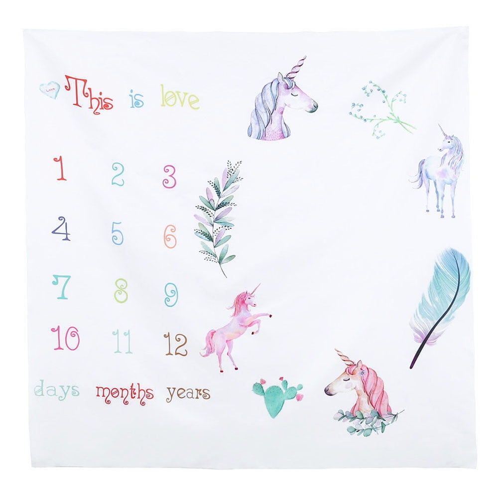 WERNNSAI Unicorn Baby Milestone Blanket for Girls 150 x 100 cm Newborn Monthly
