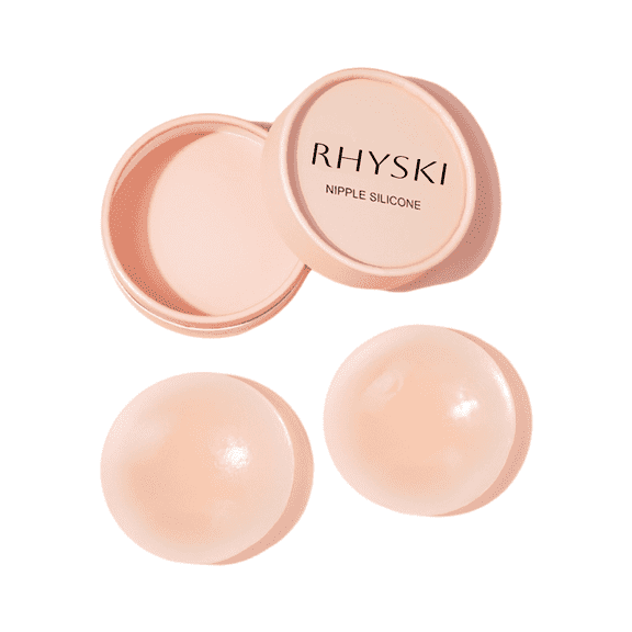Rhyski Nipple Covers for Women,4 Pairs Silicone Reusable Pasties with Travel Case,Waterproof Sticky Bra