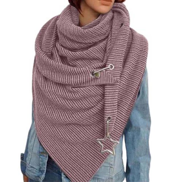 Bufandas de invierno para mujer, color liso, decoración de estrellas, estilo retro, cálidas, para mujer