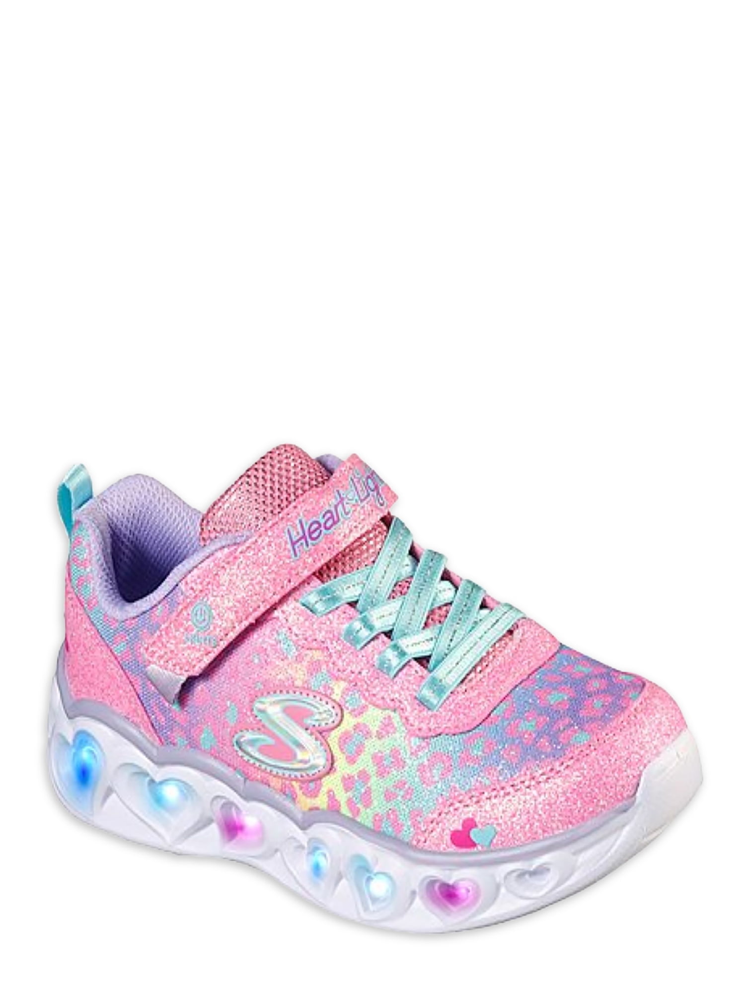 Girls' Skechers S Lights Heart Lights Love Sneaker Pink/Multi 2 M - Walmart.com