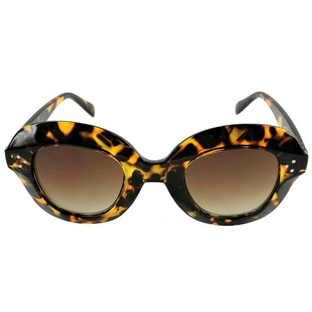 Vintage Thick Oversized Plastic Frame Womens Sunglasses UV 400 (Cheetah)