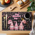 thumbnail image 2 of Galentine's Day Placemats Set of 4 Gnomes Pink Love Balloon Black Lattice Place Mats Indoor Wipeable Table Mats Washable Cloth Dining Table Placemats for Kitchen Holiday Party Home Decor 13x19 Inch, 2 of 9