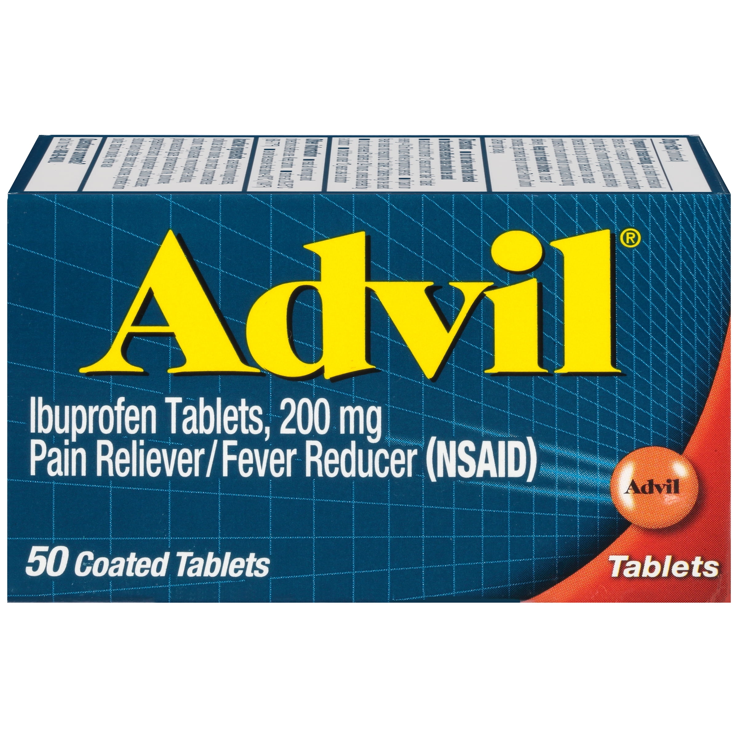 Advil Coated Tablets Pain Reliever and Fever Reducer, Ibuprofen 200mg