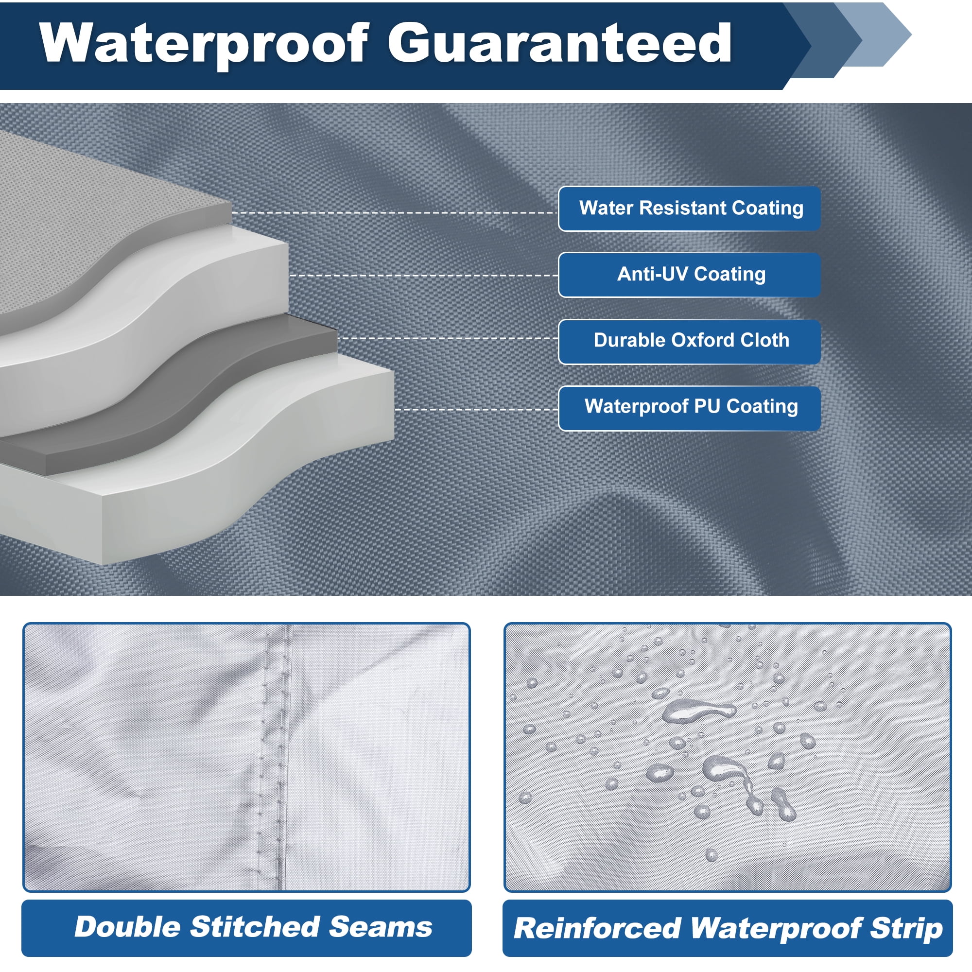 Unique Bargains 1 Seater 300D Duty Oxford Waterproof Cover Silver Orange 116"-125"