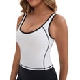 thumbnail image 4 of INSPIRE CHIC Women's Wide Straps U-Neck with Padded Push Up Camisole Elastic Tight Colorblock Cropped Workout Tank M White, 4 of 6