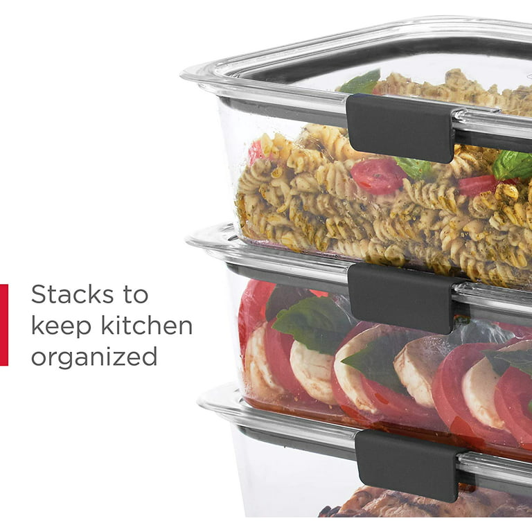 Rubbermaid 12-Piece Brilliance Food Storage Containers, Clear/Grey, Large,  9.6 Cup, 1991158