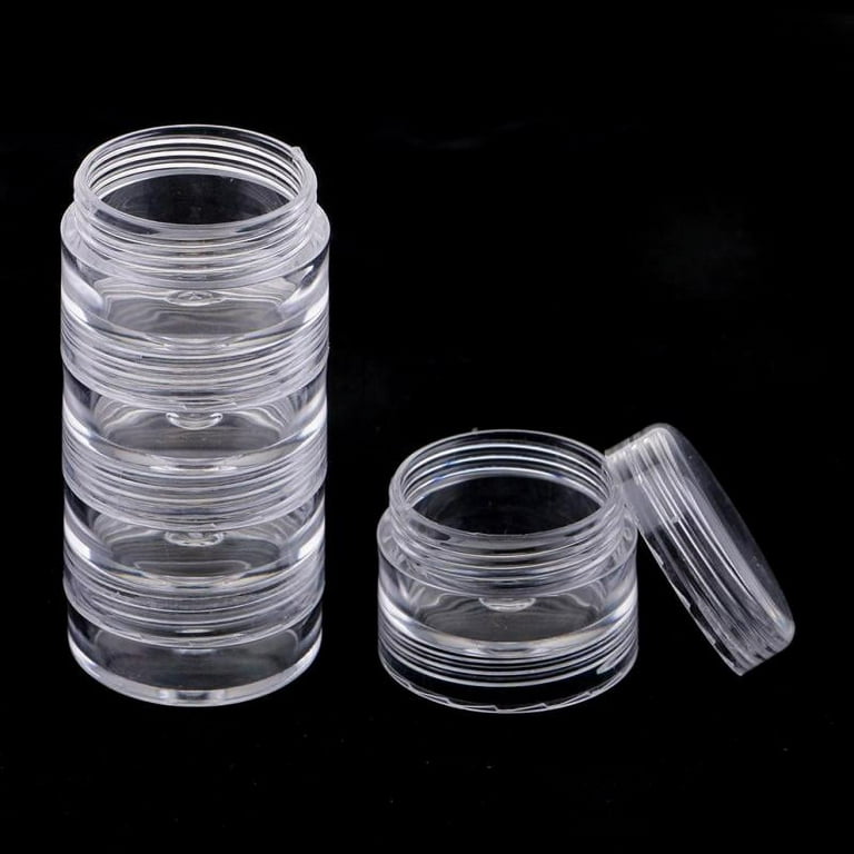 2x 5 Stacking Bead Containers Clear Screw Storage Organizer Box