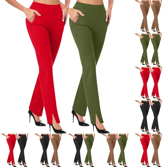 Olyvenn Work Pants for Women 2025 High Waist Stretch Soft Comfy Athletic Workout Yoga Pants Fashion Casual Business Trousers Army Green XXL