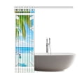 thumbnail image 2 of MYPOP Ocean Shower Curtain 60 X 72 Inches Long, Tropical Palm Trees on Island Beach Through White Wooden Windows Polyester Fabric Curtain Set with Hooks, Blue Green White Multicolored, 2 of 2