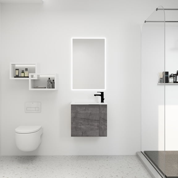 CoSoTower Bathroom Vanity with Sink 22 Inch for Small Bathroom,Floating Bathroom Vanity with Soft Close Door,Small Bathroom Vanity with Sink, 22X13 (Kd-Packing)