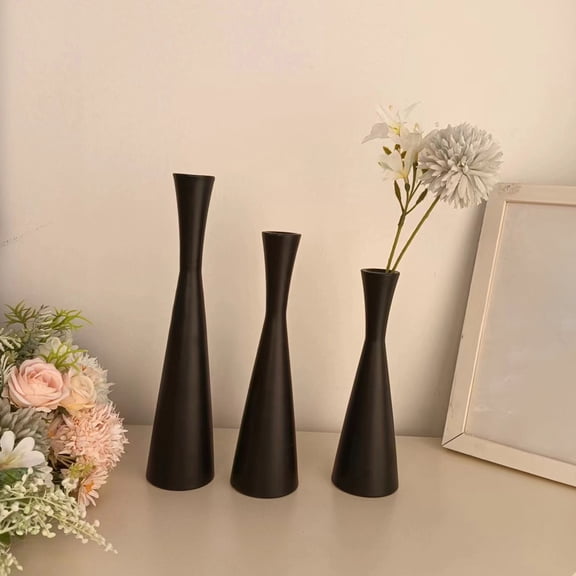 Deeceymbur Black Metal Candle Holder Set Modern Candlestick Table Decor Centerpiece for Dining Room Romantic Home Holiday Decoration