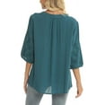 thumbnail image 5 of Grosy Womens Plus Size Tops 3/4 Sleeve V Neck Shirts Tunic Casual Floral Embroidered Loose Summer Fall Blouses Mexican Peasant Cotton Rayon Shirts-284/Green/3XL, 5 of 6
