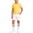 thumbnail image 2 of Boys Girls 3 Piece Loose Outfit Set Short Sleeve Lapel Top Elastic Waist Shorts and Striped Knee High Socks Casual Matched Clothing Set, 2 of 9