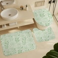 thumbnail image 6 of Bathroom Rugs 4 Piece with Shower Curtain Sets, Sage Green Leaf Stripe Pattern Printed on Cute Shower Curtain Sets with Rugs, Designed for Farmhouse Boho Contemporary Bathrooms, 72 x 72 inches, 6 of 8