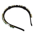 thumbnail image 6 of Unique Bargains 1Pc Bling Rhinestone Headband Green Rhinestone Flannel Headband for Women 5.51"x0.79", 6 of 7