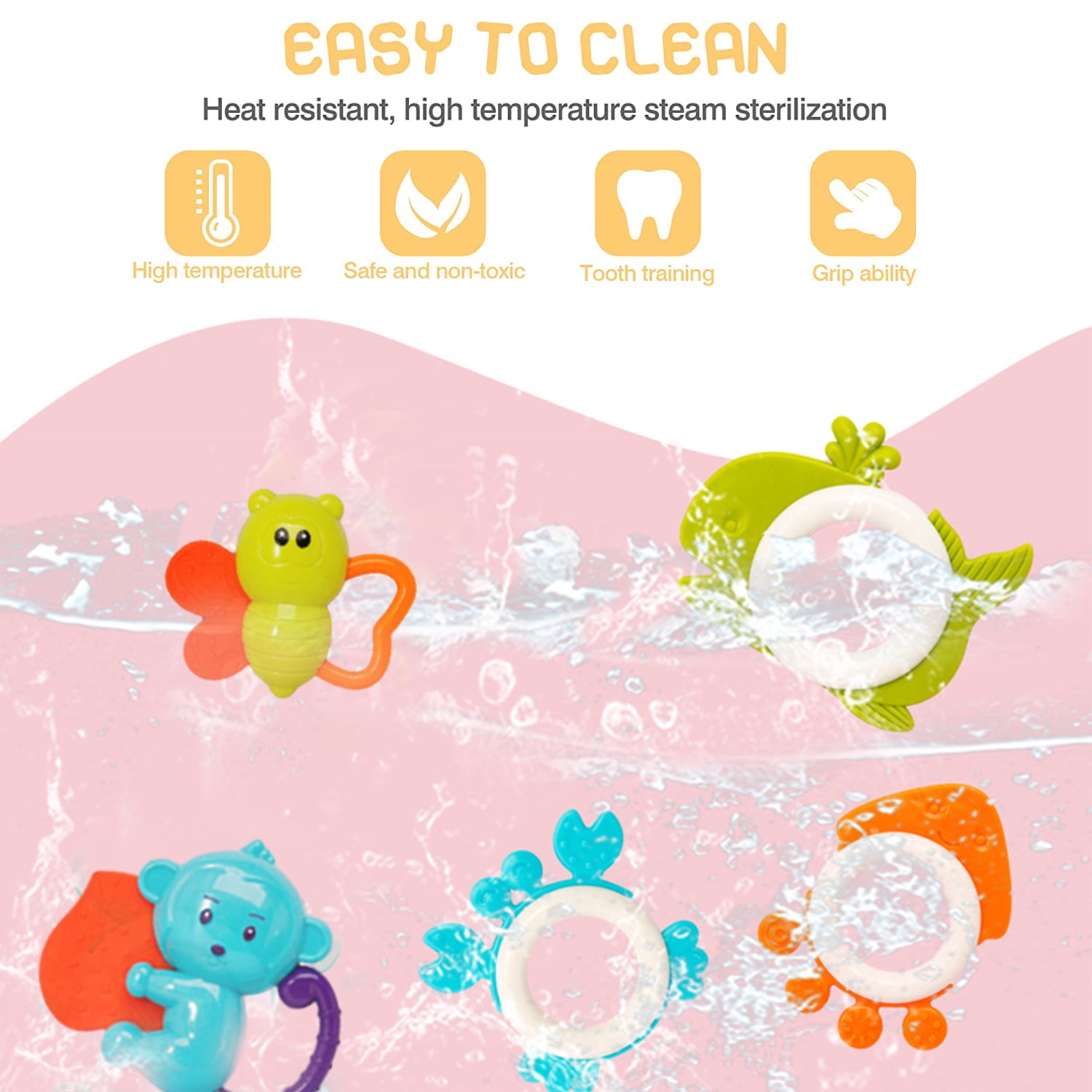 Baby Rattles Toys for 0 3 6 9 12 Months Boys Girls, Baby Toys for 0-6 Months, Infant Newborn Baby Toys for 6-12 Months Girls Boys, Baby Teether Toys 3-6 Months
