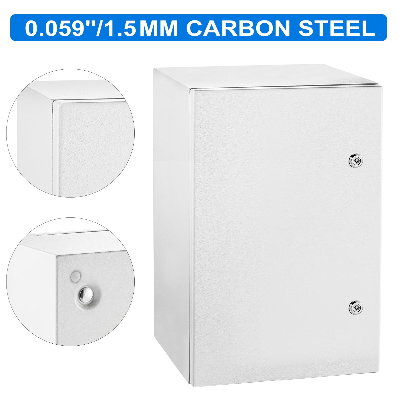 VEVORSteel Electrical Box 24'' x 16'' x 12'' Electrical Enclosure Box, Carbon Steel Hinged Junction Box, IP65 Weatherproof Metal Box Wall-Mounted Electronic Equipment Enclosure Box with Mounting Plat