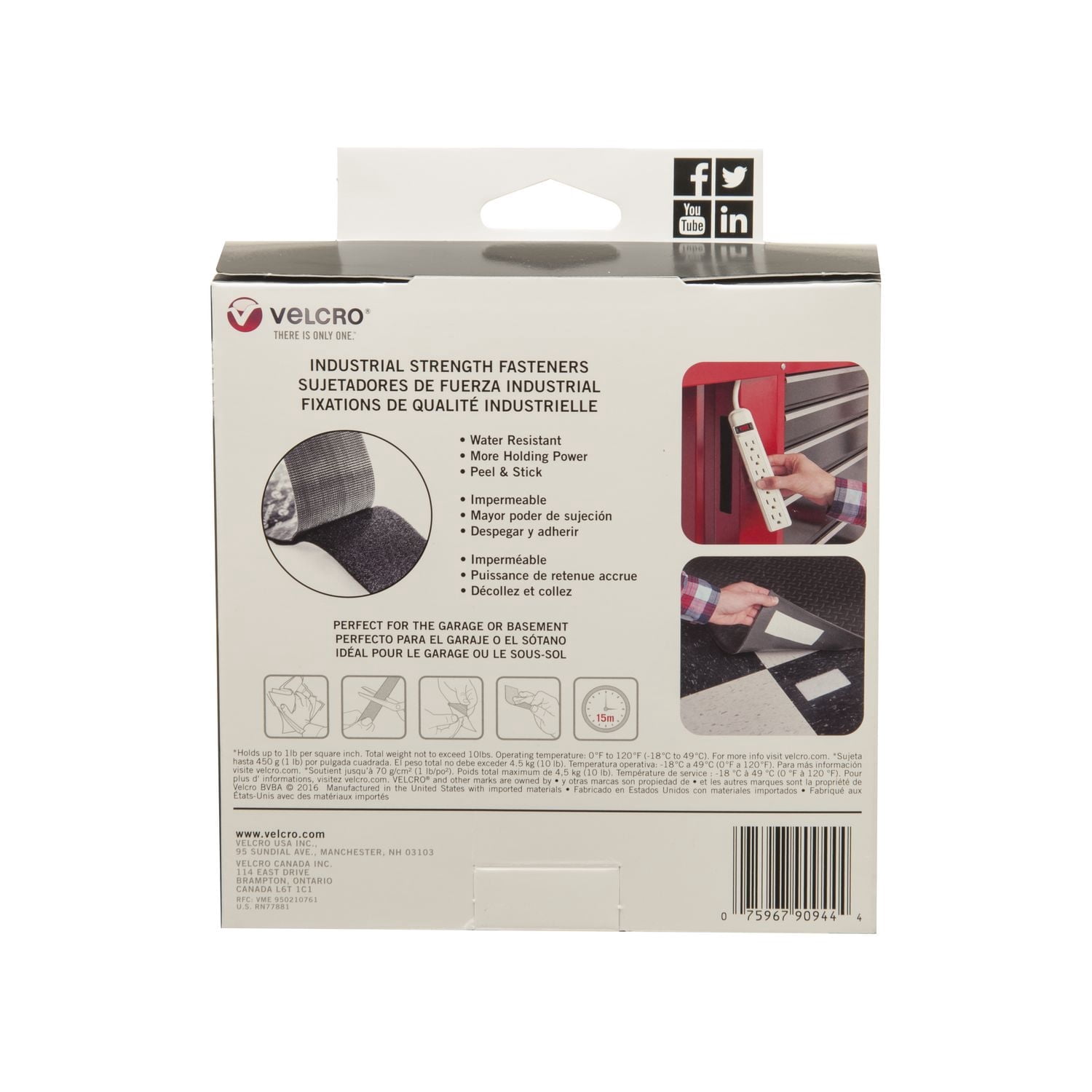 Velcro, Heavy Duty Industrial Strength Tape - 10FT White