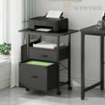 thumbnail image 4 of 2 Drawer File Cabinet with 24'' Extended Tabletop, Mobile Filing Cabinet, Rolling Vertical File Cabinet with Storage Bag, Printer Stand Fits A4/Letter Size, Fabric Drawer, Black, 4 of 9