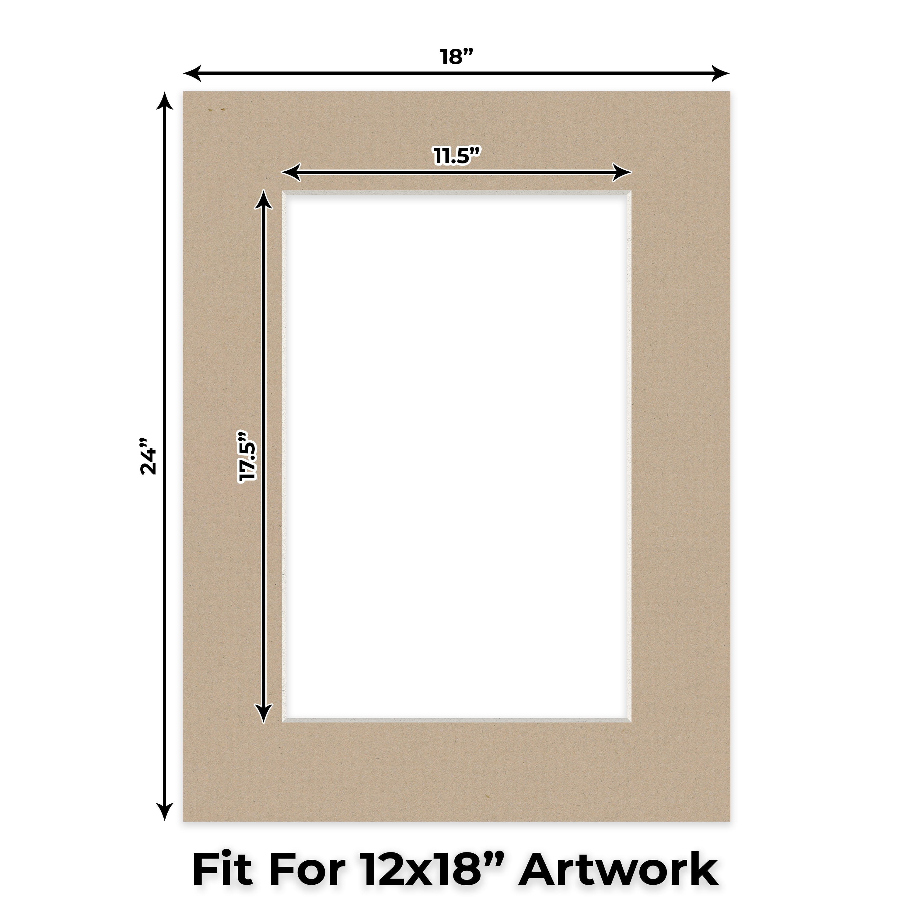 Tawny Brown Picture Frame Mat for 18x24 Frames - Fits 12x18 Photos - 25 Mats