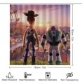 thumbnail image 2 of Juego de 4 cortinas de ducha decorativas para el hogar de Toy Story, kit de accesorios con alfombra antideslizante, tapa de inodoro y tapete de ducha, cortina de ducha impermeable con 12 ganchos, 2 of 8