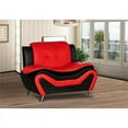 3 Piece Living Room Set with 2 Tone Sofa and Armchairs in Black/Red