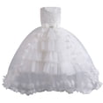 thumbnail image 1 of Ashirexll Robe de Fête Sans Manches pour Filles Jupe Tutu en Maille Col Rond Ligne A Robe Formelle pour Spectacle d'Hôte Âge 2-12 Ans Blanc 4 Ans, 1 of 4