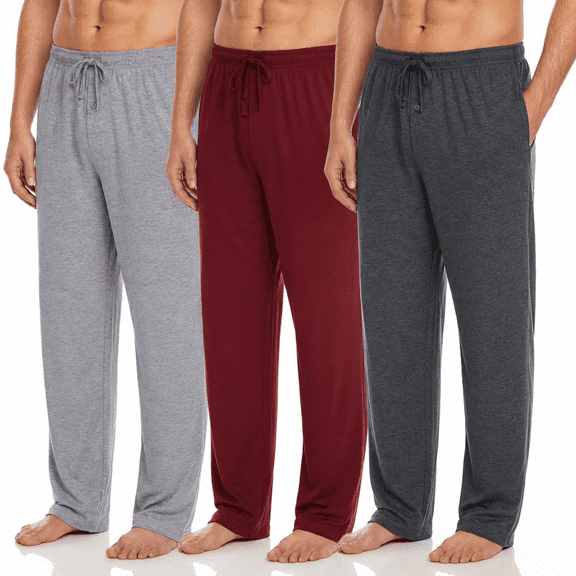 DARESAY Mens Lightweight Knit Lounge Pants, Mens Jogging Pants, Mens Pajama Pants with Pockets, up to 3XL (3 Pack)