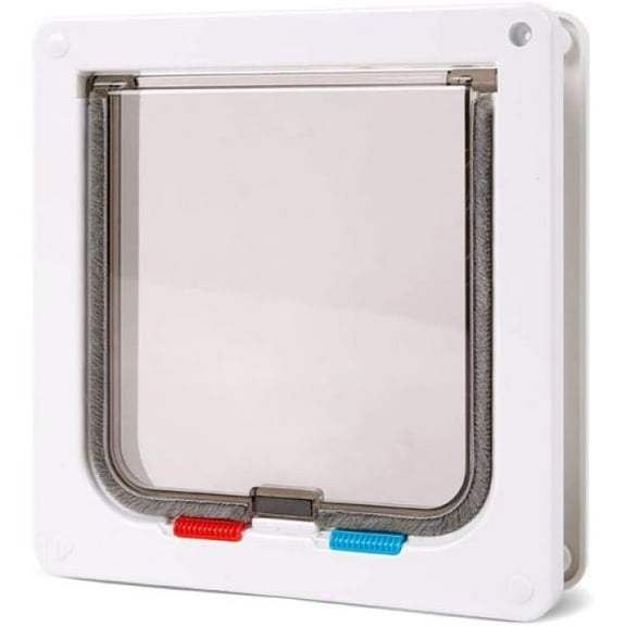Pet Door Security Flap Door Small Pet Cat Gate Door Pet Dog Door 4 Way Lockable Cat Kitten Door Abs Plastic 1Pcs 19.7X19X5.3Cm