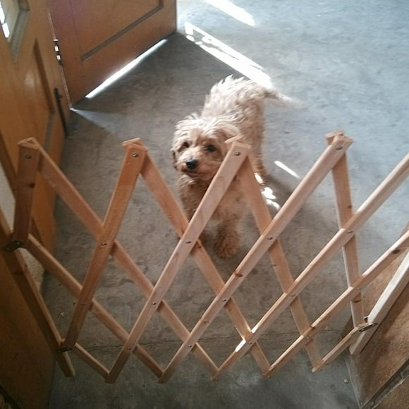 Pet Gate Dog Sliding Door Pet Gate Retractable Adjustable Dog Sliding Door Wood Indoor Dog Gate Doorway Stairs Pet Puppy Fence