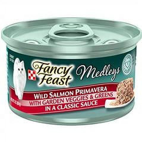 Purina Fancy Feast Medleys Wild Salmon Primavera With Garden Veggies & Greens Adult Wet Cat Food, 3 Ounce (Pack of 12)