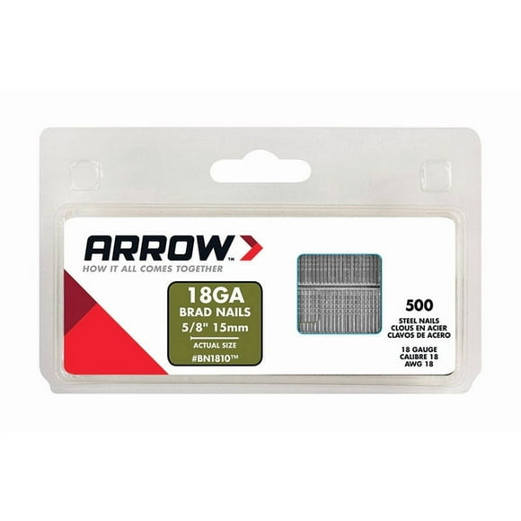 Brad Nails Arrow Fastener BN18, 18 GA x 15 mm, acero galvanizado