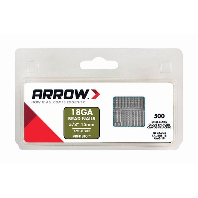 Brad Nails Arrow Fastener BN18, 18 GA x 15 mm, acero galvanizado