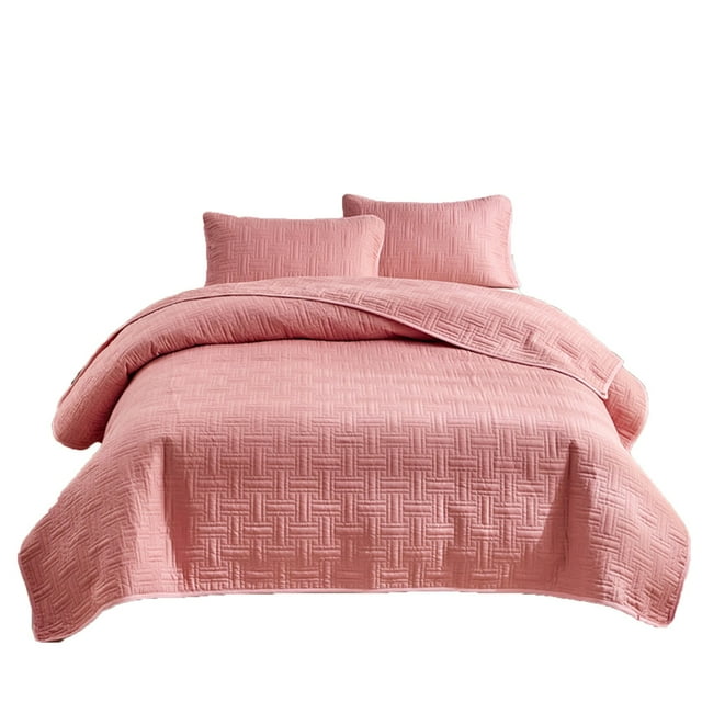 Bed Sets Full,Full Bed Set Double Sided Washed Cotton Quilted Bed Cover 3 Pcs Set Solid Colo Pillowcase20X26In Full Size Bed Set,Covers for Bed,Bed Covers Full