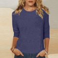 thumbnail image 2 of Women's Casual 3/4 Sleeve Crew Neck T-Shirt Soft Comfortable Relaxed Fit Everyday Basic Tee Solid Color Top, 2 of 4